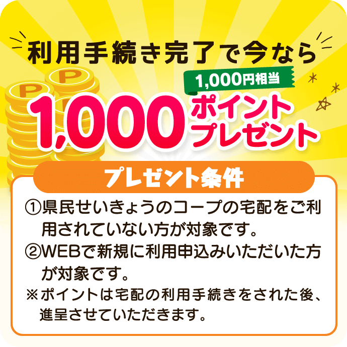 利用手続き完了で今なら1000ポイントプレゼント